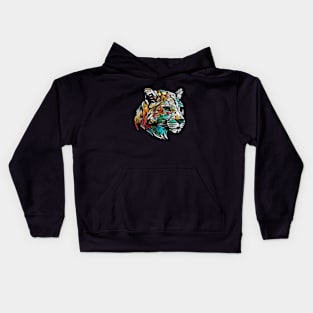 Panther Animal Portrait Stained Glass Wildlife Outdoors Adventure Kids Hoodie